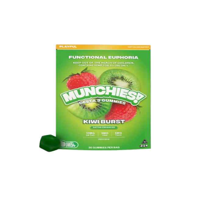 DELTA MUNCHIES FUNCTIONAL EUPHORIA DELTA 9 BOOSTED GUMMIES - KIWI BURST SATIVA - PLAYFUL 20CT