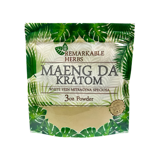 REMARKABLE HERBS KRATOM POWDER 3OZ - MAENG DA WHITE VEIN - Seven Tech
