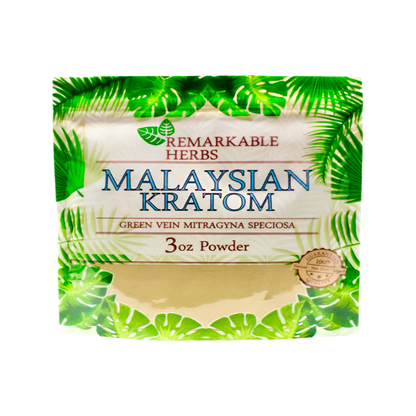 REMARKABLE HERBS KRATOM POWDER 3OZ - MALAYSIAN GREEN VEIN - Seven Tech