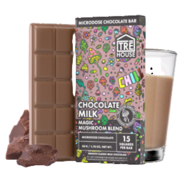 TRE House Magic Mushroom Microdose Chocolate Milk 15 Square Bars 50g 1.76oz - Seven Tech
