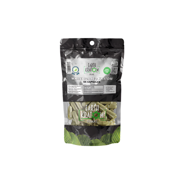 EARTH KRATOM CAPSULES 65CT - BORNEO WHITE VEIN - Seven Tech