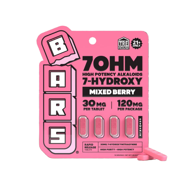TRE House BARS 7-Hydroxy Mixed Berry 120mg 4ct 30mg Per Tablet