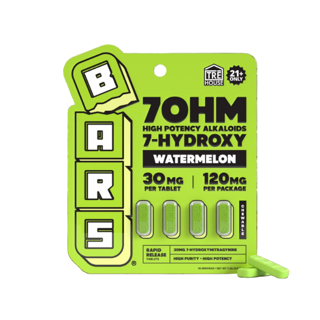 TRE House BARS 7-Hydroxy Watermelon 120mg 4ct 30mg Per Tablet