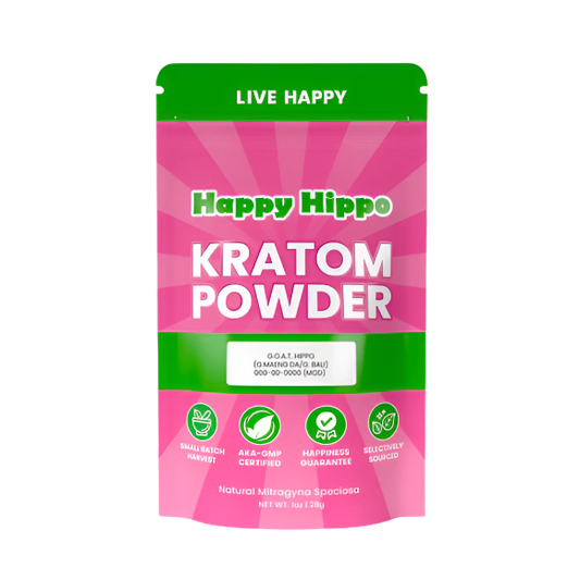 HAPPY HIPPO KRATOM POWDER 500G / 17.6OZ - JOLLY GREEN HIPPO / SUNDANESE GREEN VEIN - Seven Tech