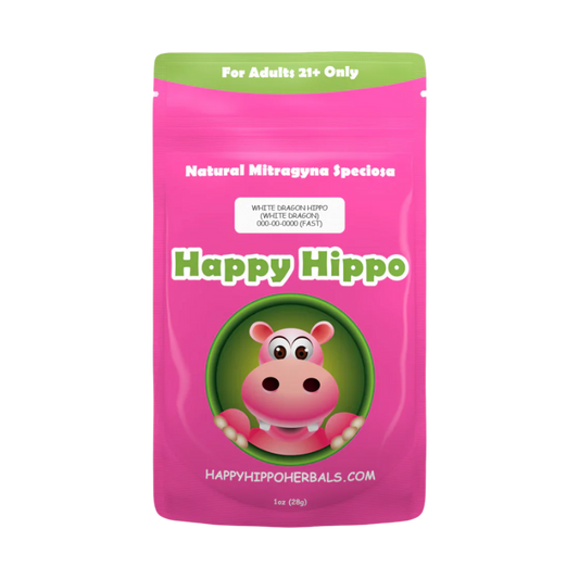 HAPPY HIPPO KRATOM POWDER 500G / 17.6OZ - ROCKSTAR HIPPO / MAENG DA WHITE VEIN - Seven Tech
