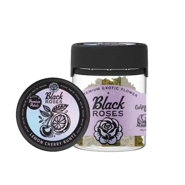 Black Roses Premium Exotic THC-A Flower 3.5g Jar Lemon Cherry Runtz Sativa