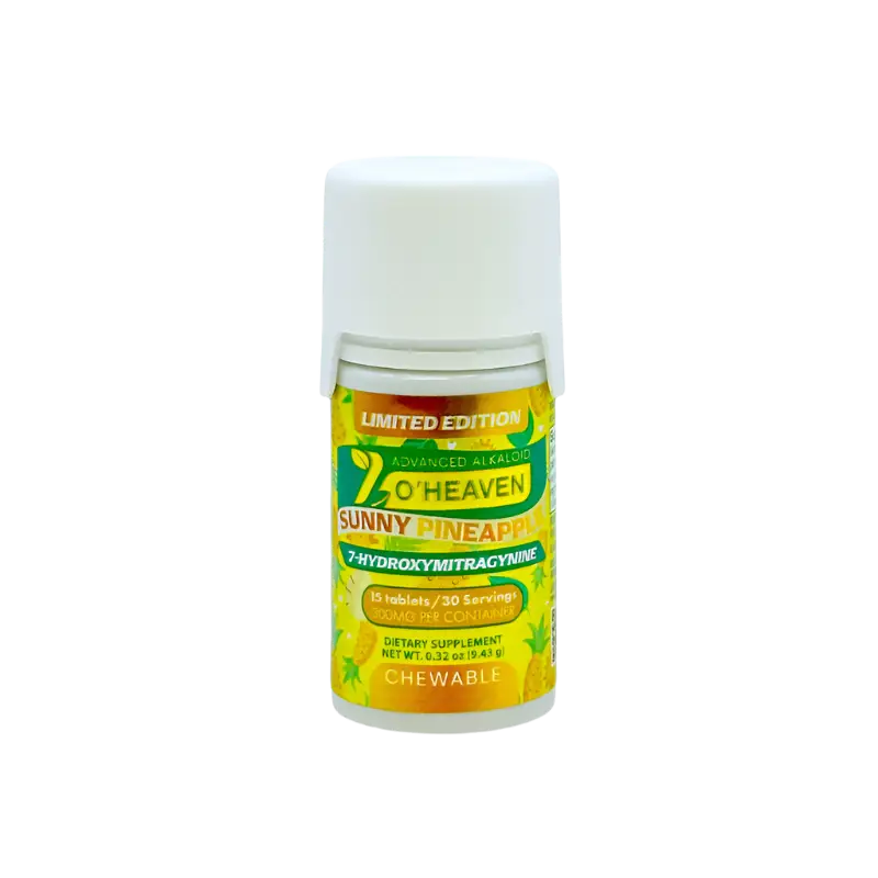 A bottle of Sunny Pineapple chewable tablets.