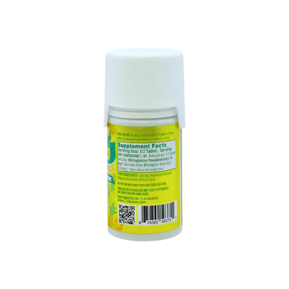 Supplement bottle with yellow label.