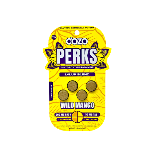 Dozo Perks 4ct 7OH LVLUP Blend Wild Mango Chewable Tabs 50mg per Tablet - Seven Tech