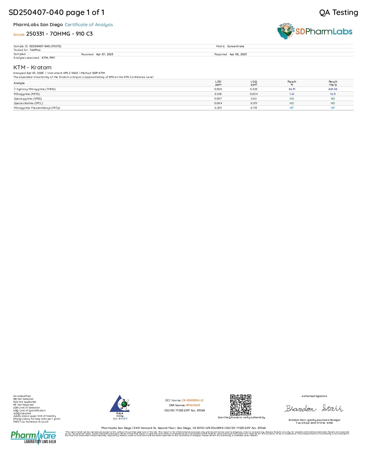 7OHPLUS 1G 7OH 86.91% Extract Powder