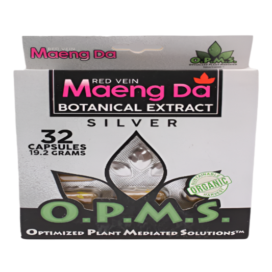 O.P.M.S. SILVER BOTANICAL EXTRACT CAPSULES 32CT / 19.2G - MAENG DA RED VEIN - Seven Tech