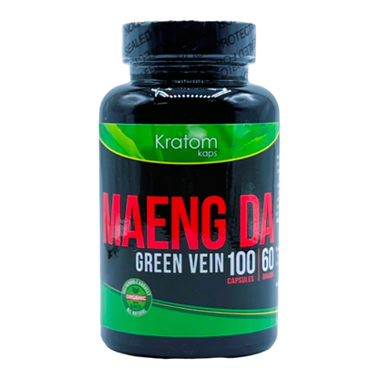 KRATOM KAPS CAPSULES 100CT / 60G - MAENG DA GREEN VEIN - Seven Tech
