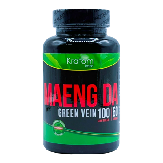 KRATOM KAPS CAPSULES 100CT / 60G - MAENG DA GREEN VEIN - Seven Tech