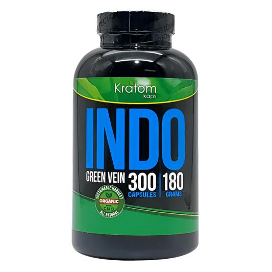 KRATOM KAPS CAPSULES 300CT / 180G - INDO GREEN VEIN - Seven Tech