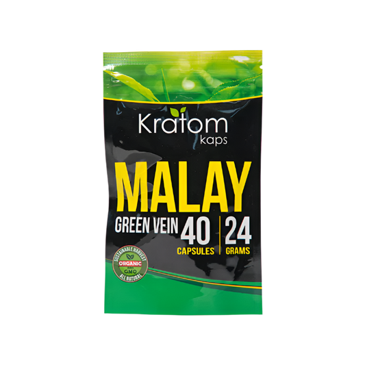 KRATOM KAPS CAPSULES 40CT 24G - MALAY GREEN VEIN - Seven Tech
