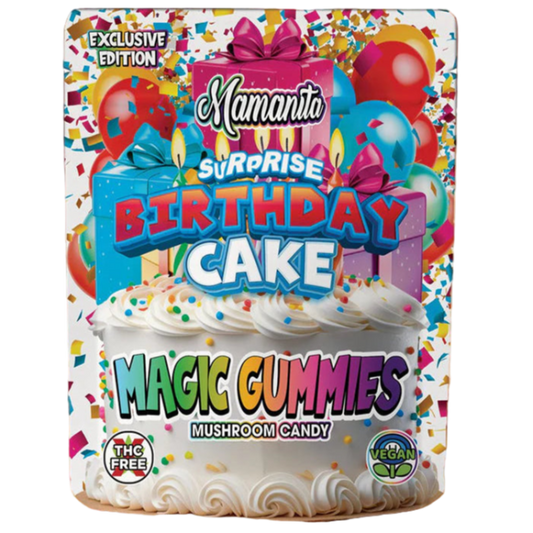 🎁 Mamanita Birthday Cake Magic Gummies Mushroom Candy 2pcs 800mg 1600mg Per Pkg (100% off)