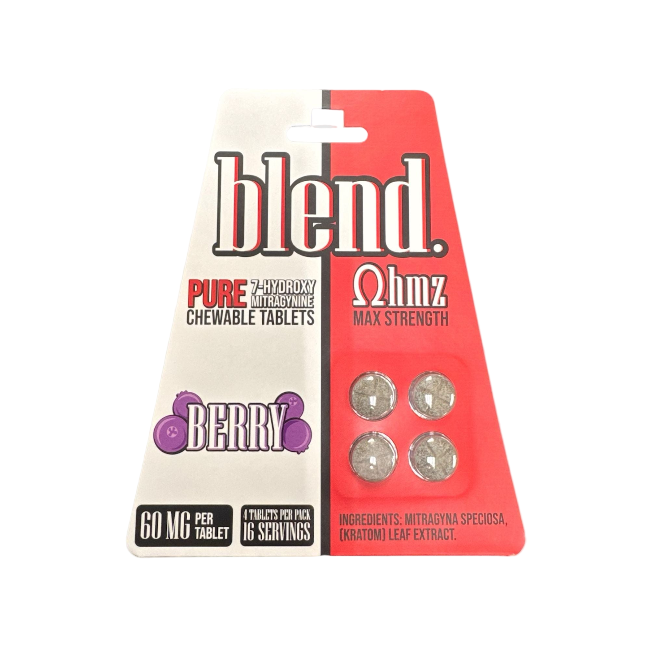 Blend OHMZ 4ct 7OH Chewable Tabs Max Strength Berry 60mg Per Tablets - Seven Tech