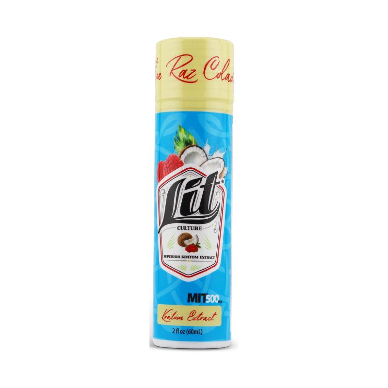 Lit Culture Superior Kratom Extract Liquid MIT Shots 500mg 60ml - Blue Raz Colada