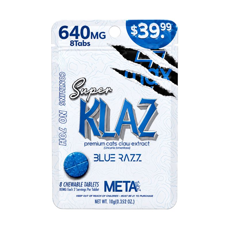 Klaz Super Meta Tabz Premium Cats Claw Chewable Tablets 8ct 80mg Per Tablet