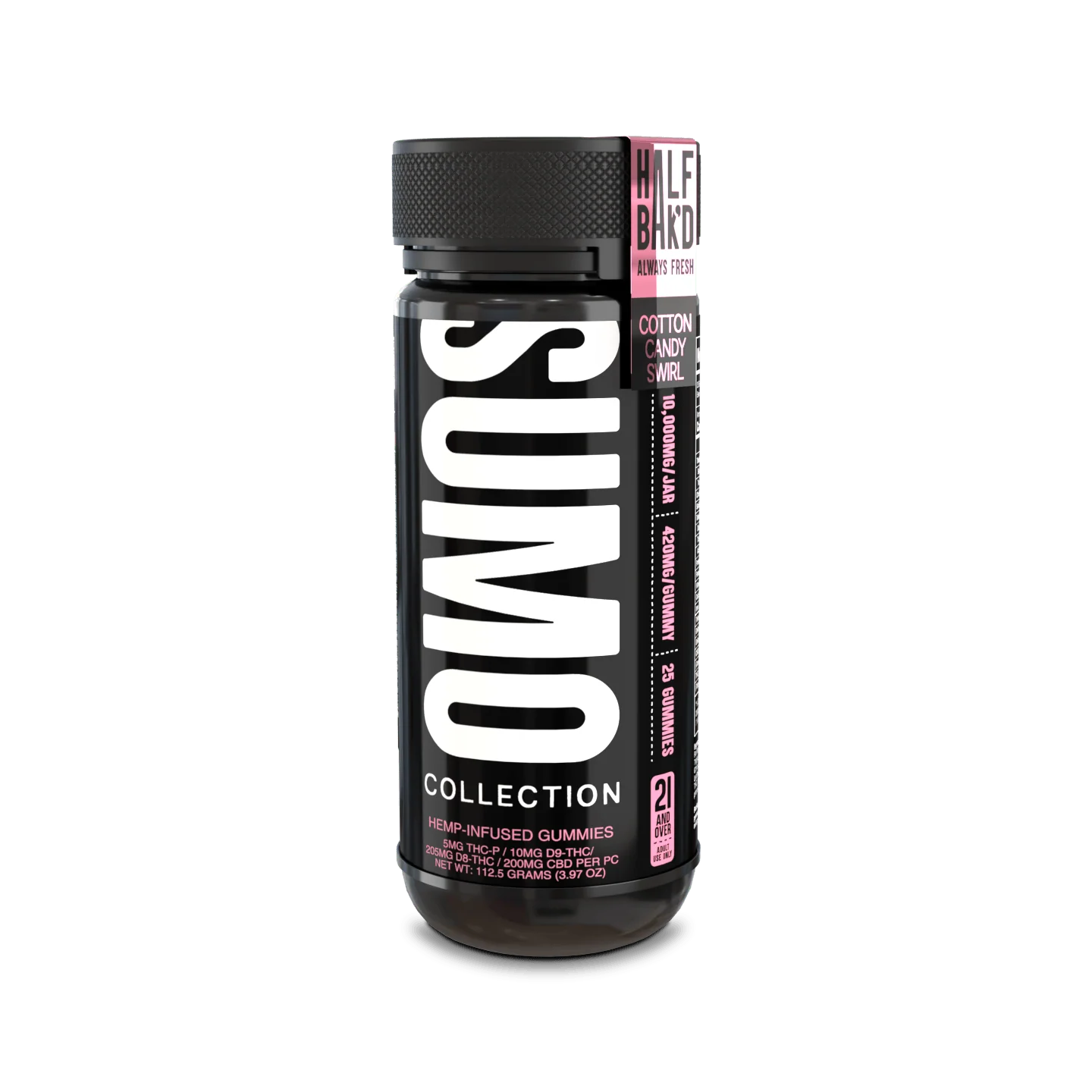 HALF BAK'D D9 SUMO 25CT 420MG PER GUMMY - COTTON CANDY SWIRL - Seven Tech