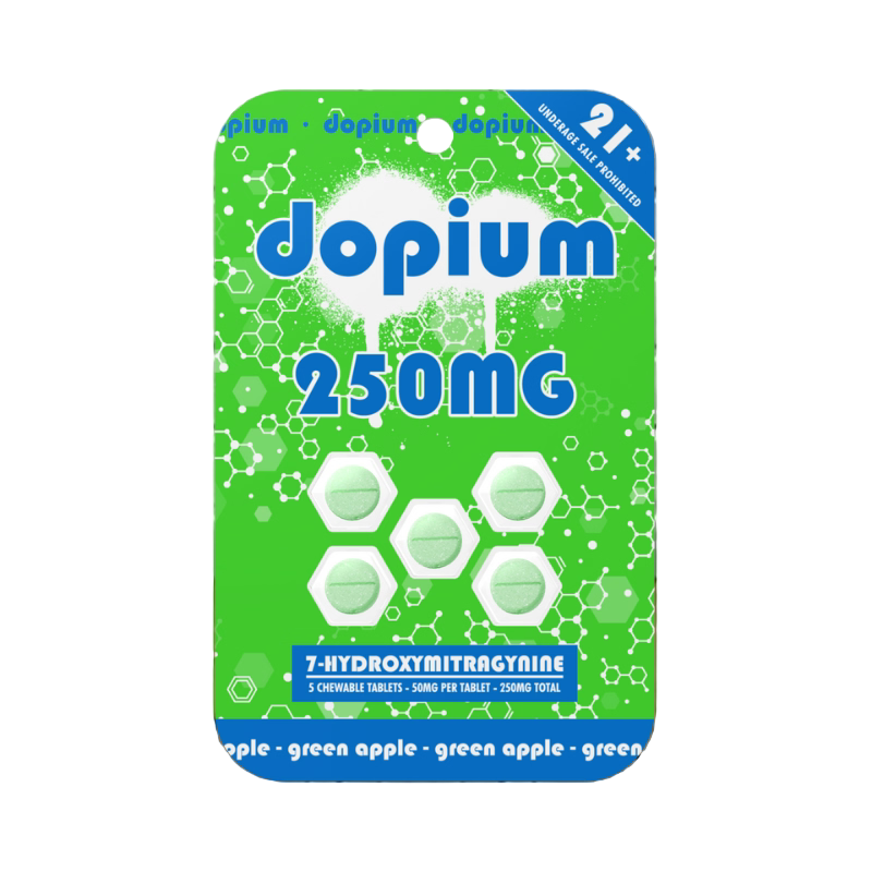 DOPIUM 7-HYDROXY CHEWABLE TABLETS 5CT 50MG PER TABLET - GREEN APPLE