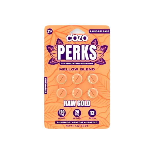 Dozo Perks 6ct 7OH Chewable Tabs Raw Gold 20mg per Tablet - Seven Tech