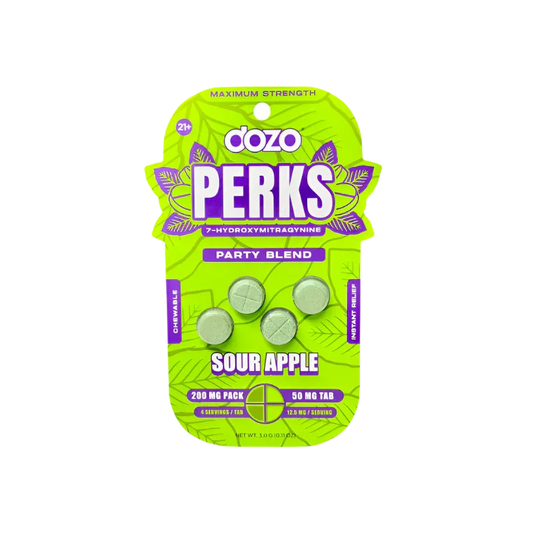 Dozo Perks 4ct 7OH Party Blend Sour Apple Chewable Tabs 50mg per Tablet - Seven Tech