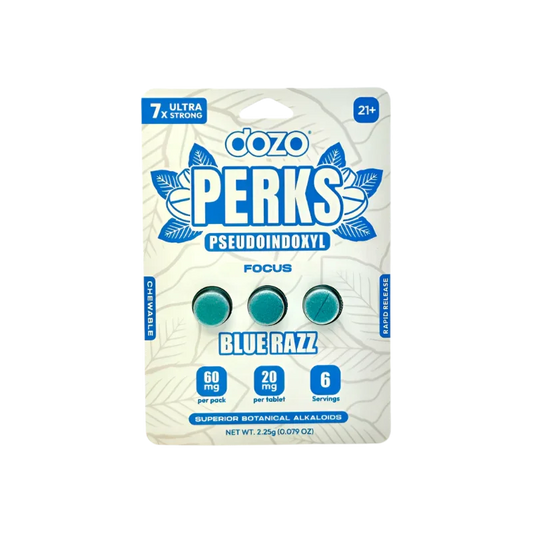 Dozo Perks 3ct 7OH + Psuedo Chewable Tabs Blue Razz 20mg per Tablet - Seven Tech