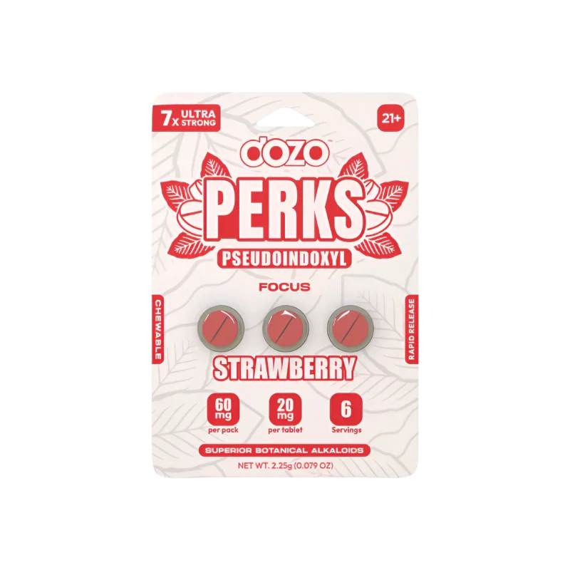 Dozo Perks 3ct 7OH + Psuedo Chewable Tabs Strawberry 20mg per Tablet - Seven Tech