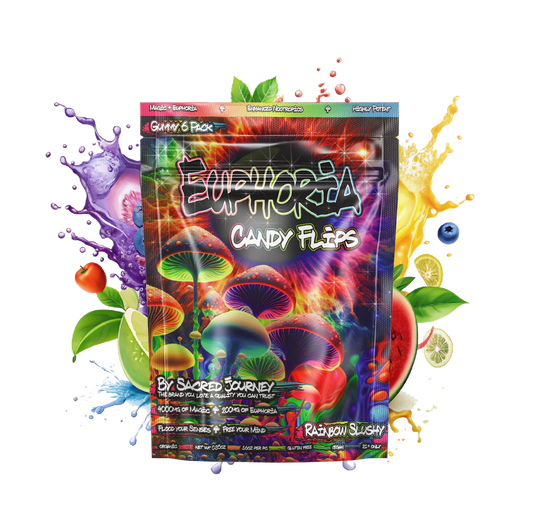 SACRED JOURNEY EUPHORIA CANDY FLIPS 6CT  RAINBOW SLUSHY  4000MG MAGIC MUSHROOM +200MG OF EUPHORIA