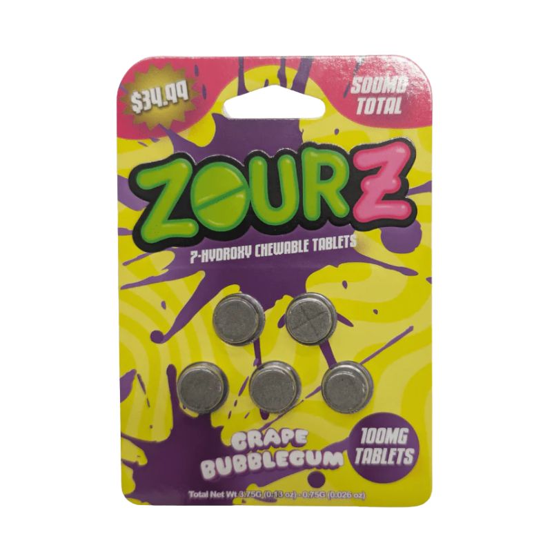 ZOURZ 7-HYDROXYMITRAGYNINE CHEWABLE TABLETS 5CT 100MG PER TABLET