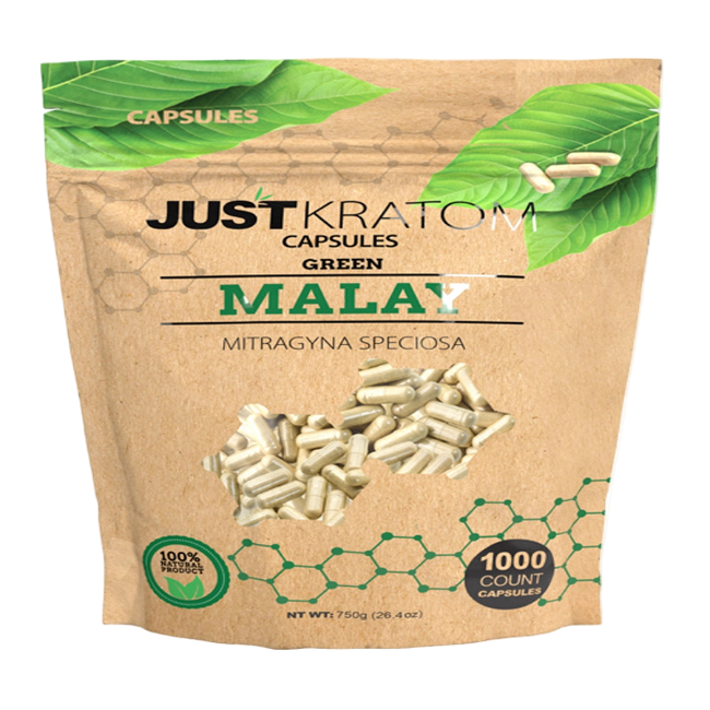 JUST KRATOM CAPSULES 1000CT - MALAY GREEN