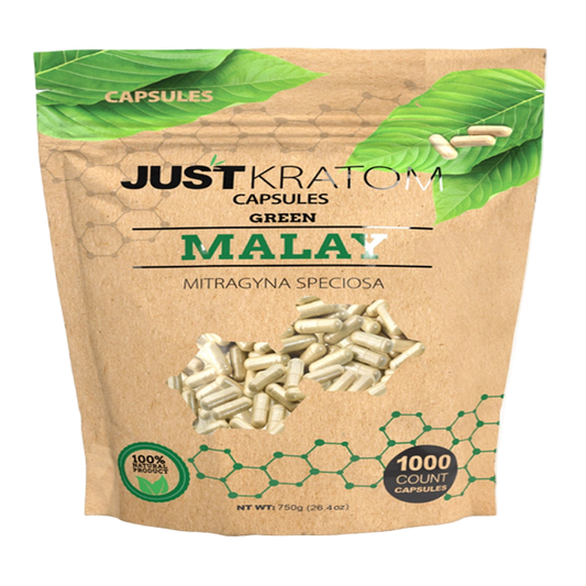JUST KRATOM CAPSULES 1000CT - MALAY GREEN