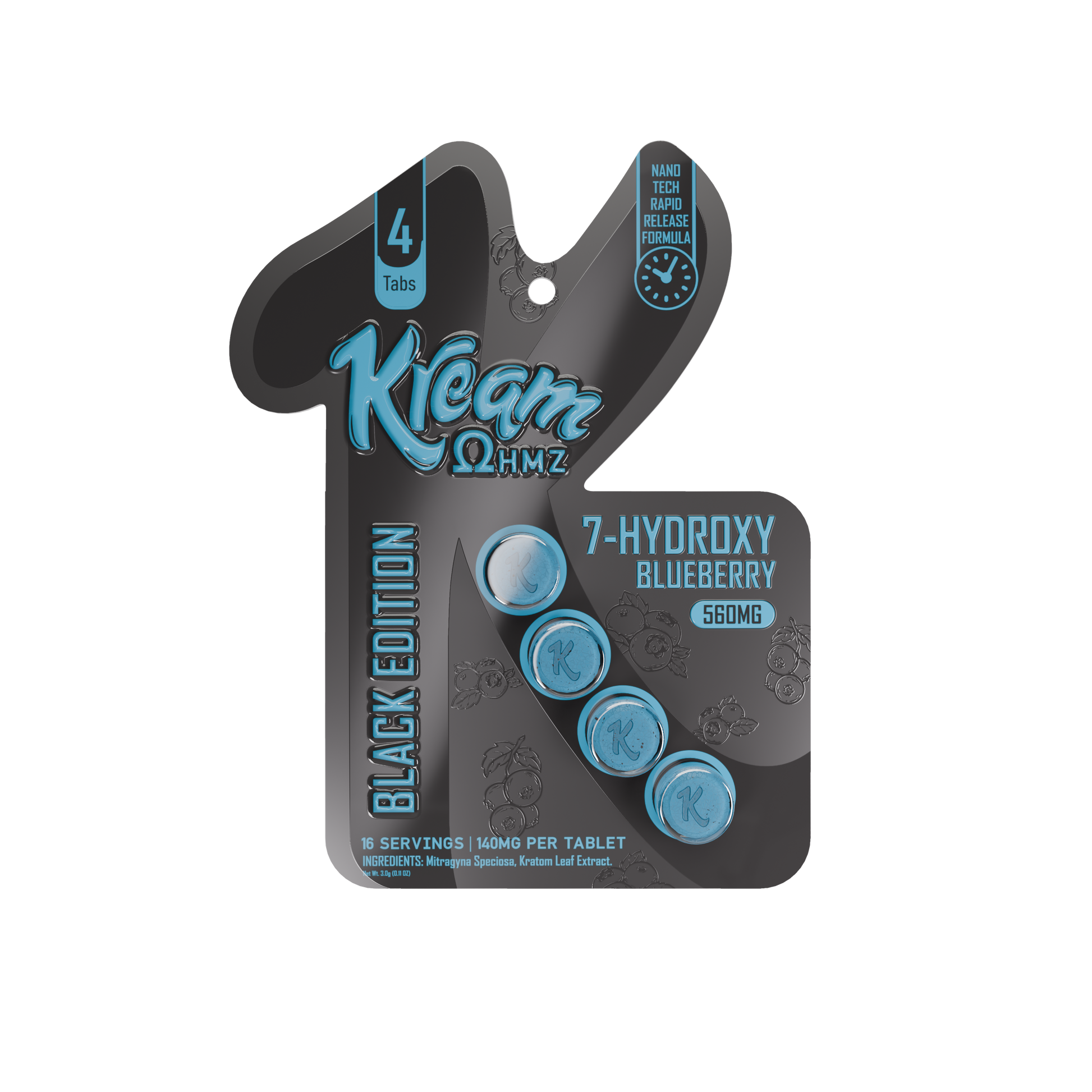 KREAM OHMZ 7-HYDROXY BLACK EDITION 4CT 140Mg PER TABLET - BLUEBERRY - Seven Tech
