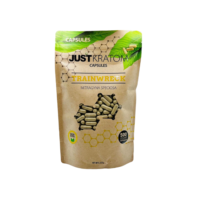 JUST KRATOM CAPSULES 500CT - TRAINWRECK MITRAGYNA SPECIOSA