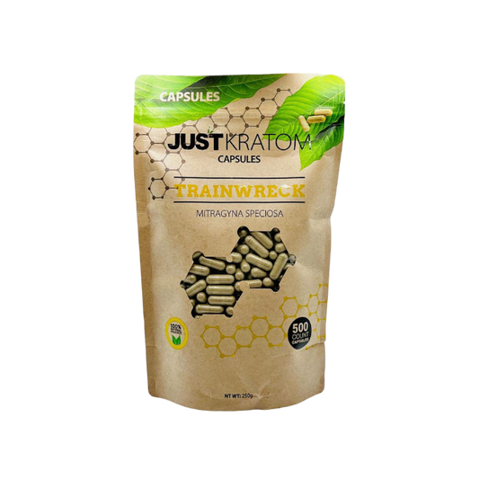 JUST KRATOM CAPSULES 500CT - TRAINWRECK MITRAGYNA SPECIOSA