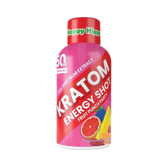 HAPPY HIPPO KRATOM ENERGY SHOT 2FLOZ 50MG - FRUIT PUNCH PARTY