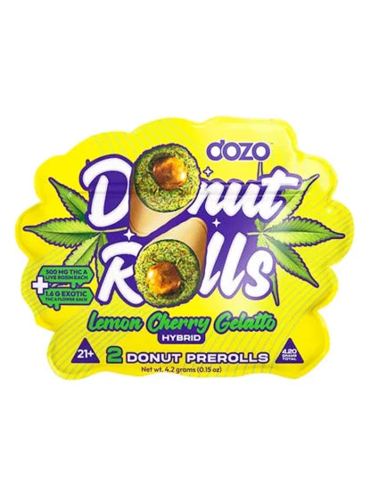 DOZO - THC A DONUT PRE-ROLLS - 2 COUNT - LEMON CHERRY GELATO - HYBRID - Seven Tech
