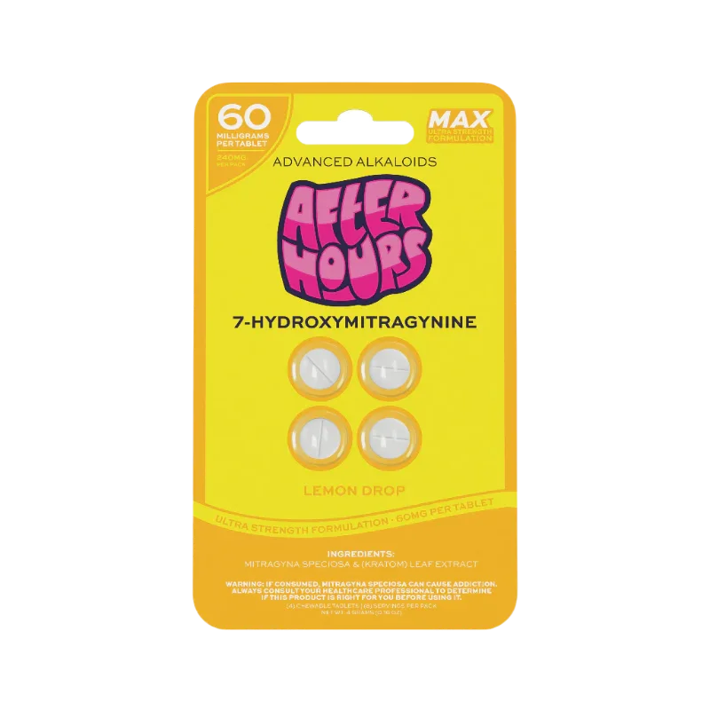 After Hours 4ct 7OH Chewable Tabs Lemon Drop 60mg per Tablet - Seven Tech