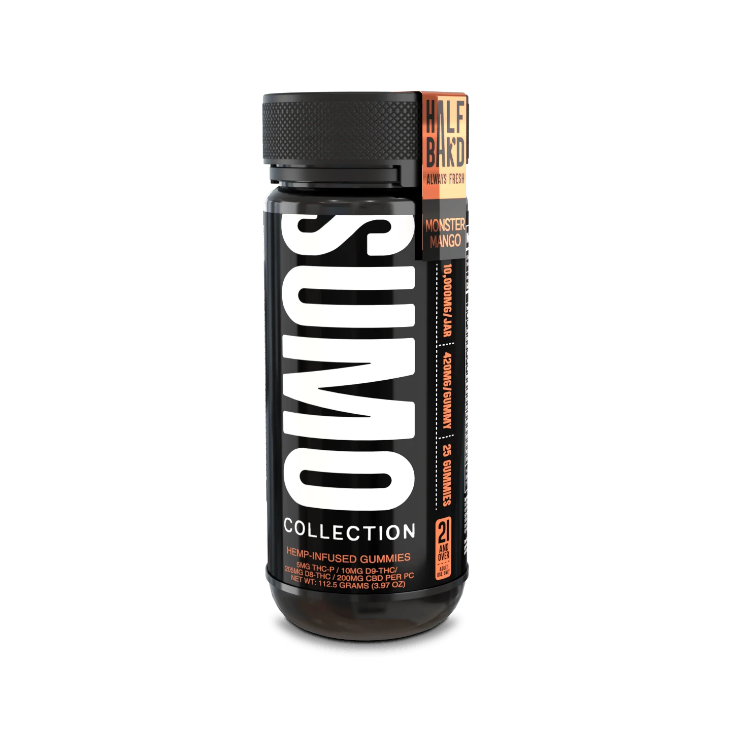 HALF BAK'D D9 SUMO 25CT 420MG PER GUMMY - MONSTER MANGO - Seven Tech