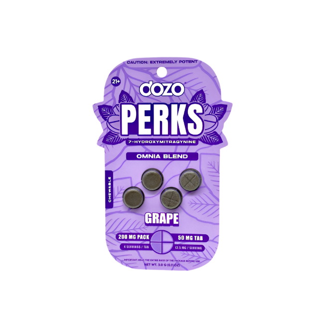 Dozo Perks 4ct 7OH Omnia Blend Grape Chewable Tabs 50mg per Tablet - Seven Tech