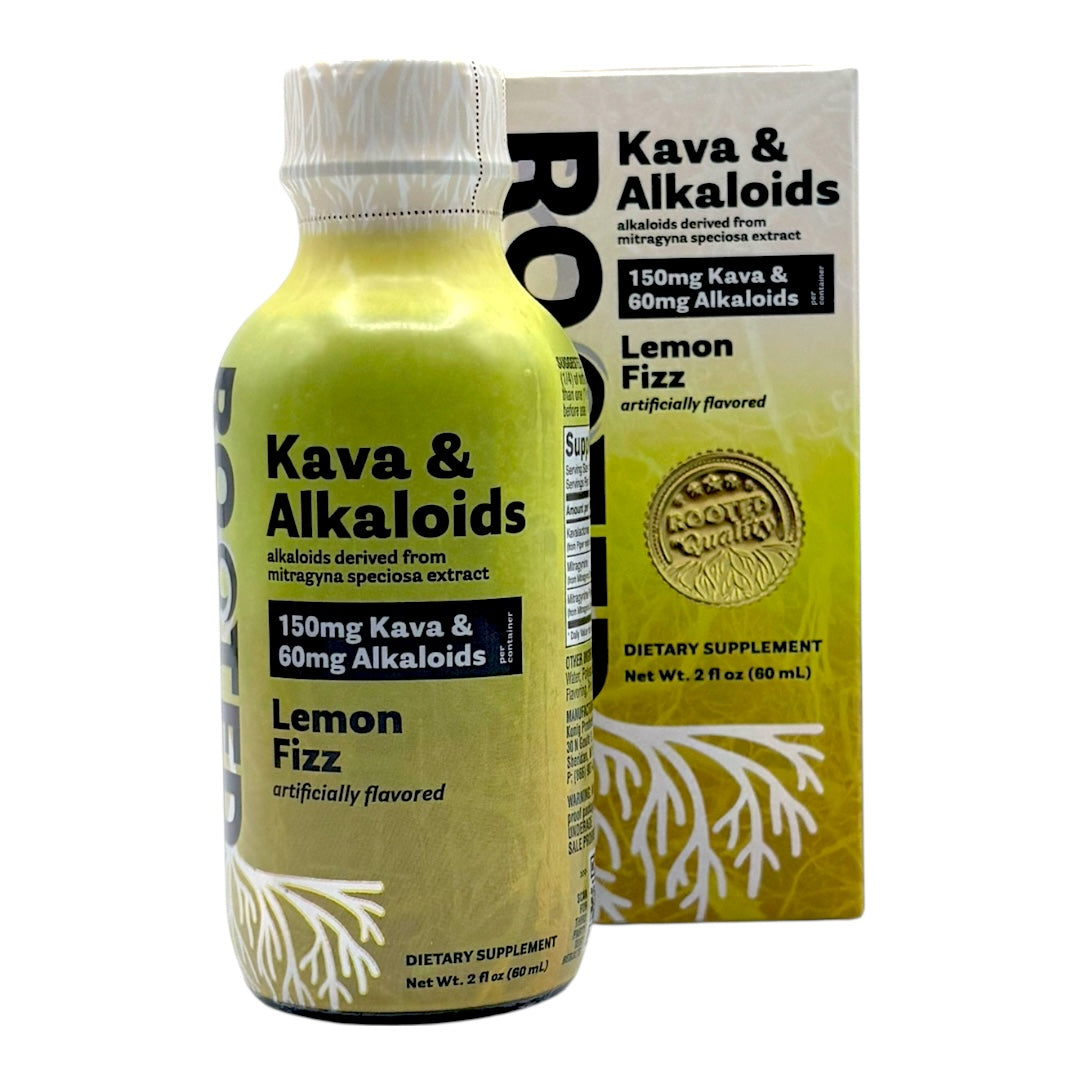 ROOTED KAVA & ALKALOIDS SHOTS 60ML 150MG KAVA / 60MG ALKALOIDS - LEMON FIZZ - Seven Tech