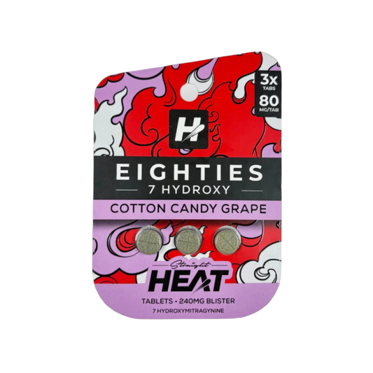 Straight Heat 3ct 7OH Chewable Tabs Cotton Candy Grape 80mg Per Tablets - Seven Tech
