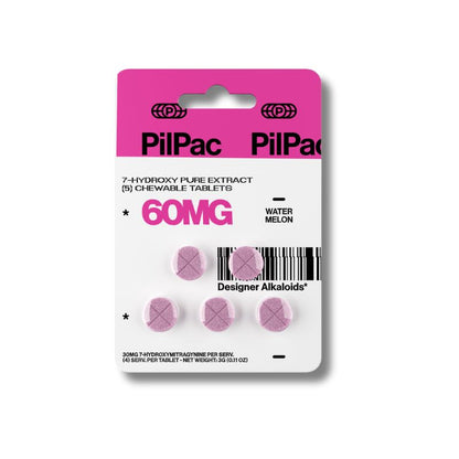 PILPAC DESIGNER ALKALOIDS 7- HYDROXY CHEWABLE TABLETS 60MG 5CT - WATERMELON