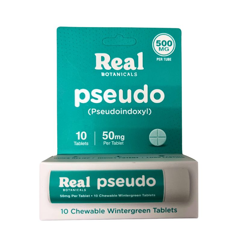 REAL BOTANICALS PSEUDO CHEWABLE TABLETS - 10CT 50MG PER TABLET
