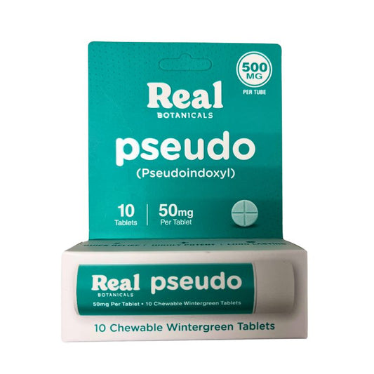 REAL BOTANICALS PSEUDO CHEWABLE TABLETS - 10CT 50MG PER TABLET