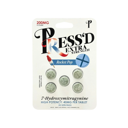 PRESS'D 5ct 7OH Chewable Tabs Rocket Pop Extra Strength 40mg Per Tablets - Seven Tech