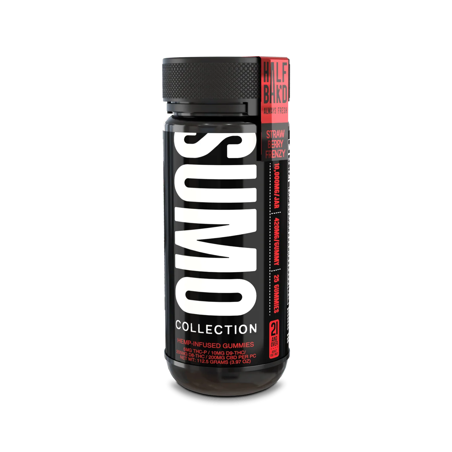 HALF BAK'D D9 SUMO 25CT 420MG PER GUMMY - STRAWBERRY FRENZY - Seven Tech