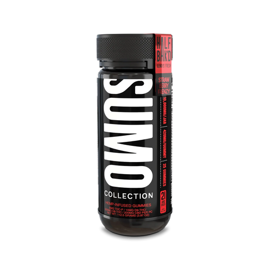 HALF BAK'D D9 SUMO 25CT 420MG PER GUMMY - STRAWBERRY FRENZY - Seven Tech