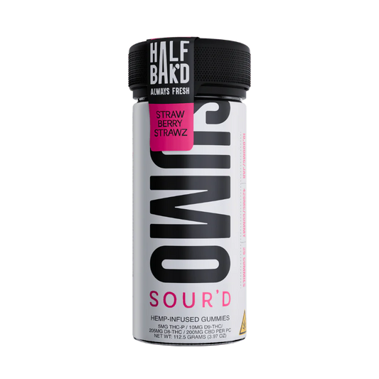HALF BAK'D D9 SUMO SOUR'D 25CT 420MG PER GUMMY - STRAWBERRY STRAWZ - Seven Tech